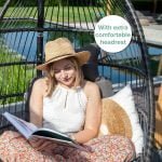 Comfortable Rattan Hanging Chair with Frame - Boho Egg Swing for Indoor & Outdoor - 150 Kg Load Capacity - Dark Grey - Image 3