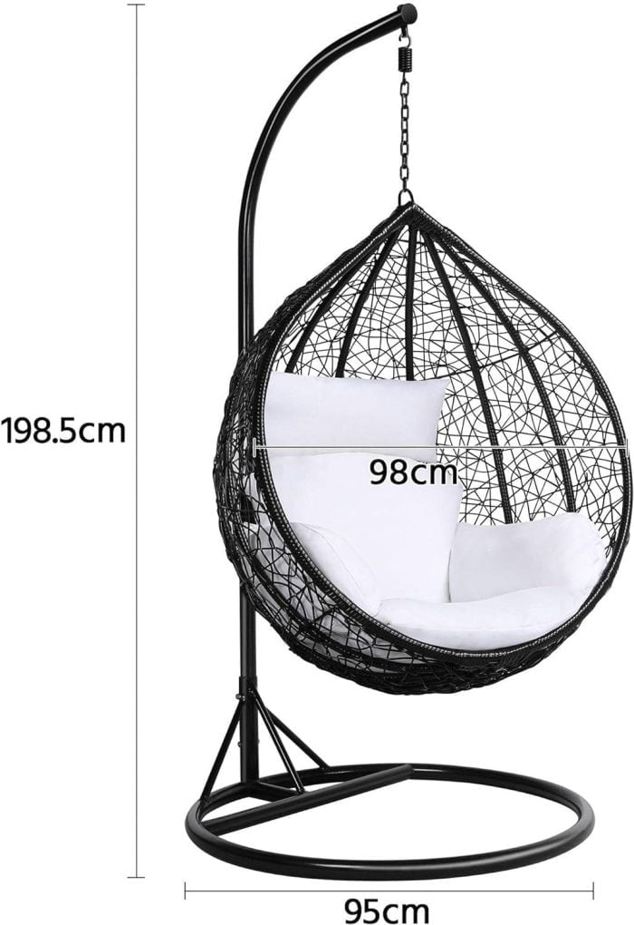 Rattan Swing Egg Chair for Garden, Patio, Indoor and Outdoor Use, with Stand, Cushion, and Cover - Image 3