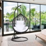 Rattan Swing Egg Chair for Garden, Patio, Indoor and Outdoor Use, with Stand, Cushion, and Cover - Image 8