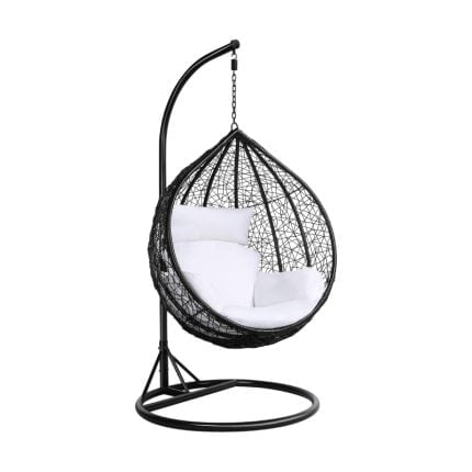 Rattan Swing Egg Chair for Garden, Patio, Indoor and Outdoor Use, with Stand, Cushion, and Cover