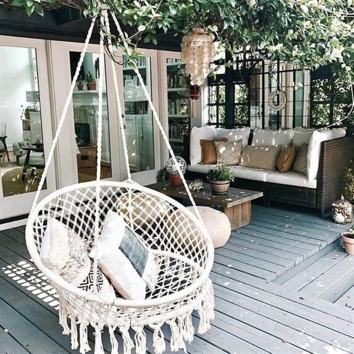 Hanging Chair Indoor/Outdoor Dorm Swing with Woven Tassel Rope, Portable - Image 4