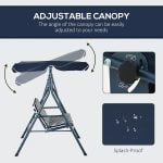 3-Seater Garden Swing Chair with Adjustable Canopy - Blue - Image 3