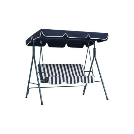 3-Seater Garden Swing Chair with Adjustable Canopy - Blue