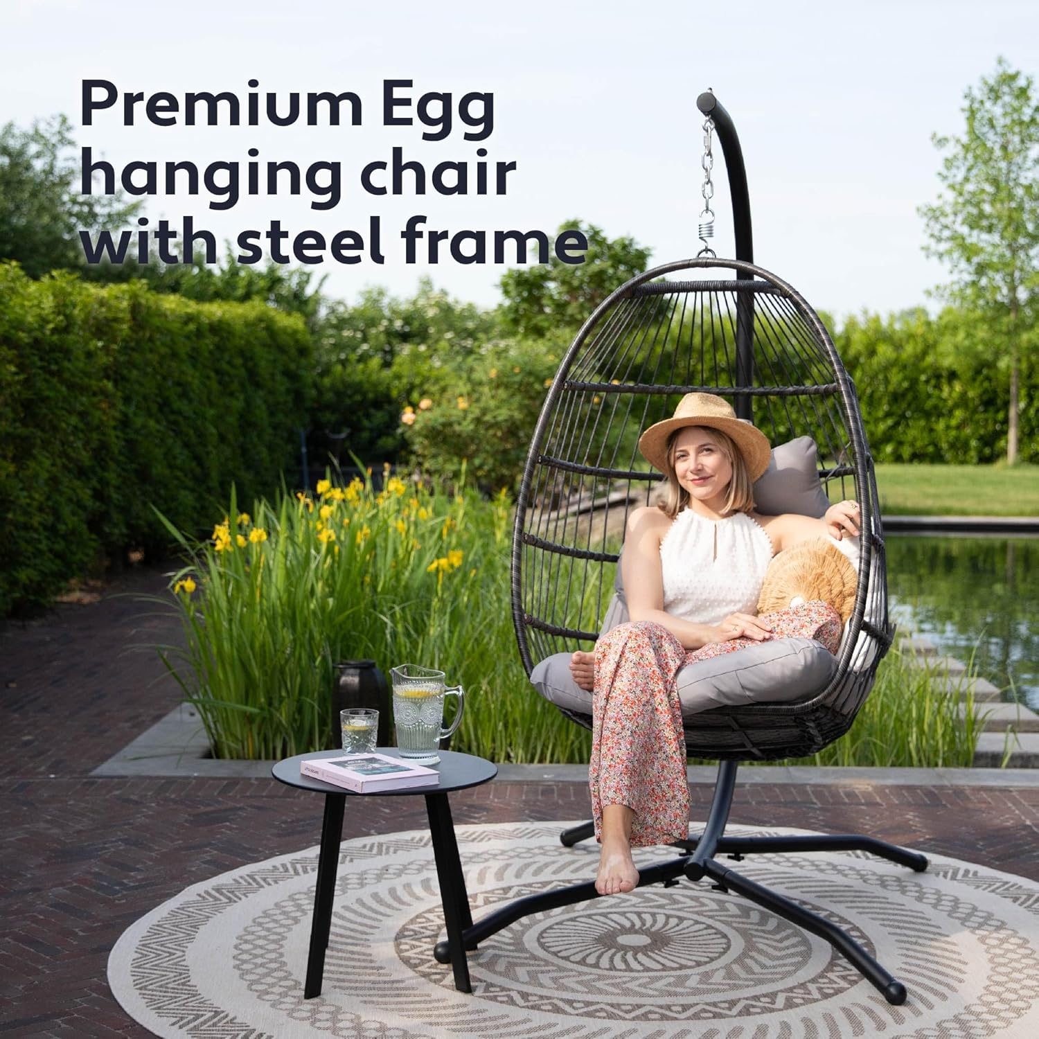 6b8a81e7a7eb8ded94c4a702f1e2f89f.jpg Egg Chair with Frame Polyrattan & Cushion - Foldable Hammock Chair - Image 2