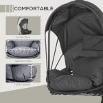 Hanging Egg Chair with Cushion and Retractable Canopy, Swing Hammock Chair - Image 5