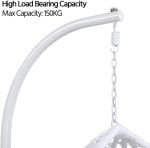 Garden Swing Chair with Stand - Outdoor/Indoor Rattan Hanging Hammock, White - Image 8