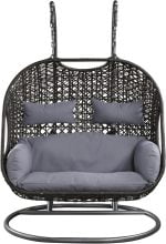 Egg Chair Swing 2 Person Swing Chair with Stand Patio Wicker Rattan Hanging Chair with Cushion - Image 2