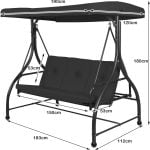 3 Seater Garden Swing Chair, Convertible Outdoor Hammock Bench Chair - Image 5