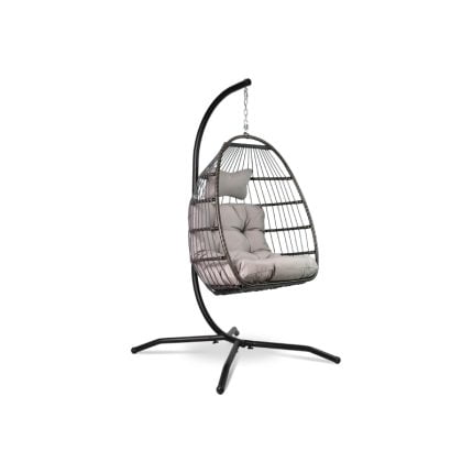 Egg Chair with Frame Polyrattan & Cushion - Foldable Hammock Chair