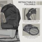 Hanging Egg Chair with Cushion and Retractable Canopy, Swing Hammock Chair - Image 4