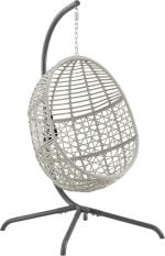 Lorelei Wicker Hanging Egg Chair with Stand - Indoor/Outdoor, Gray - Image 4