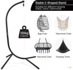 Rattan Egg Swing Chair with Cushion & Cover - Garden Patio Hanging Hammock, Indoor/Outdoor, Black & Grey - Image 7